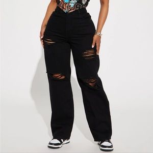 Ripped wide leg jean - Black size 3
